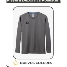 Playera deportiva poliéster manga larga caballero